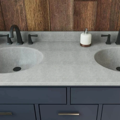 61 Inch Vanity Top with Oval Integral Sinks