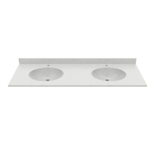 61 Inch Vanity Top with Oval Integral Sinks