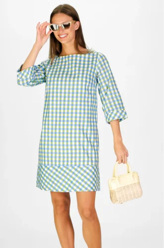 Tilda Dress in Green & Blue Gingham